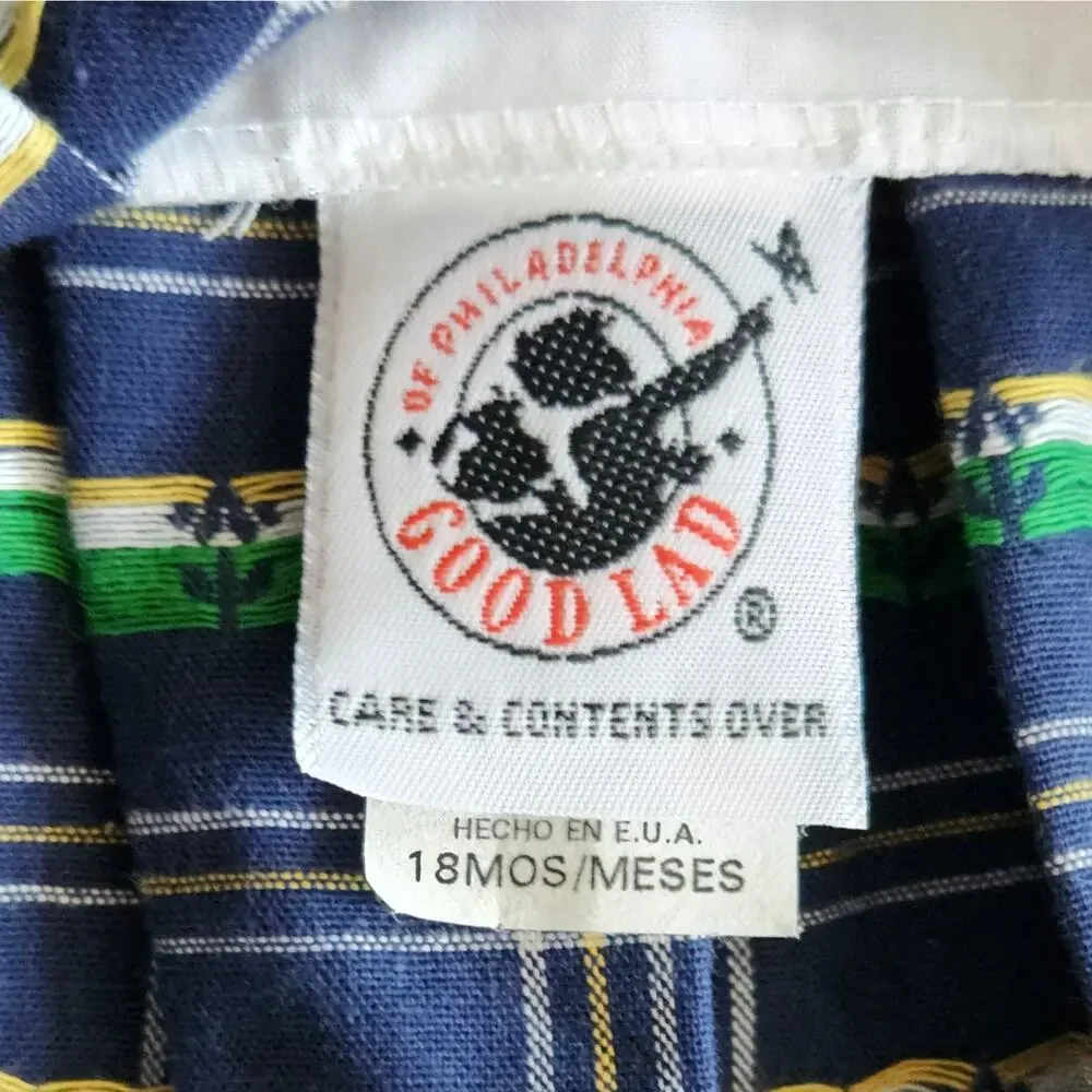 Vintage 1980s Good Lad Blue Daisy & Bumblebee Jumper Dress | Baby 18 M | NWT